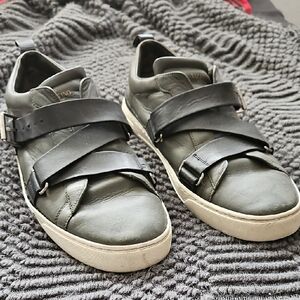 Men's Valentino Green Leather Strap Sneakers Rockstud Size 12